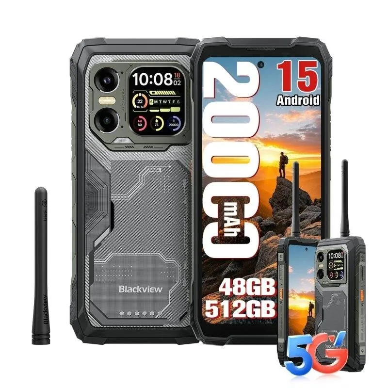 Blackview Xplore 1 16GB 512GB 6.78" FHD+ 120Hz 5G Dual SIM Walkie Talkie 20000mAh Android 15 Negro XPLORE1Walkie(16+512)-BLACK