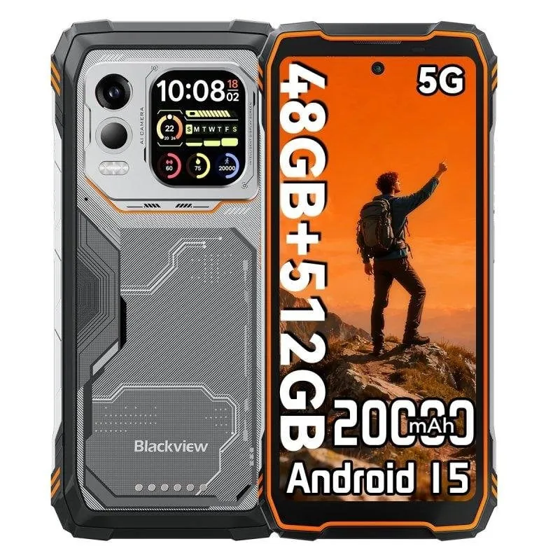 Blackview Xplore 1 Pro 16GB 512GB 6.78" IPS 120Hz 5G Dual SIM Batería 20000mAh Android 15 Naranja XPLORE1Pro(16+512)-ORANGE