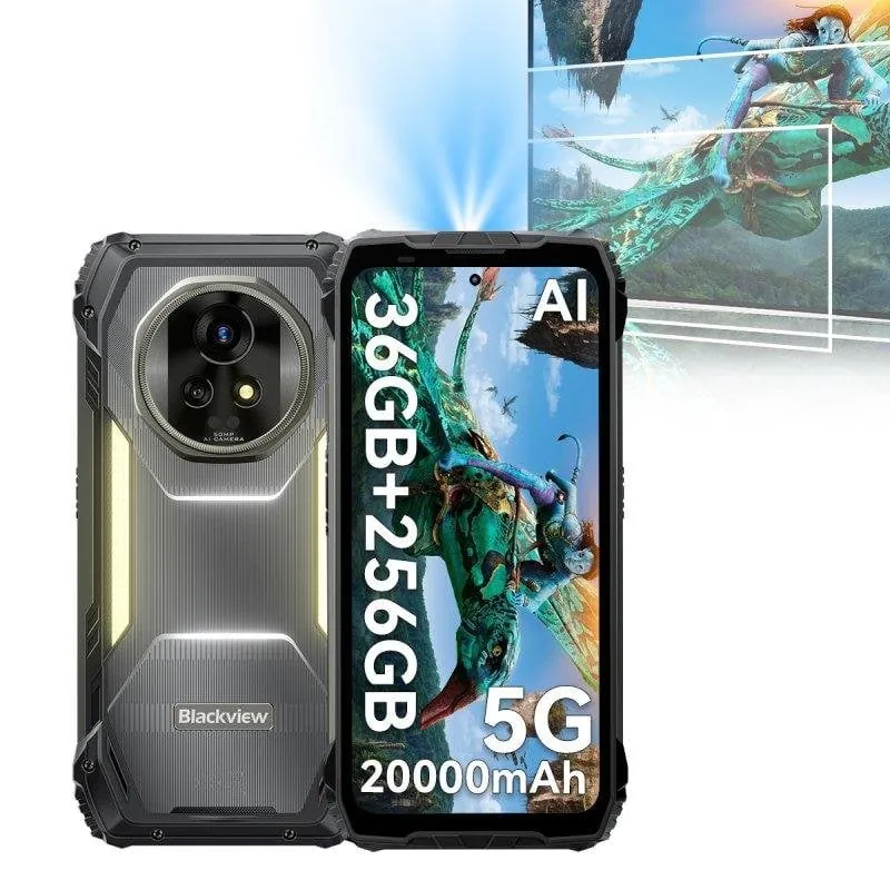 Blackview Xplore 2 12GB 256GB 6.73" AMOLED 3.2K 120Hz 5G Dual SIM Proyector 20000mAh IP69K Android Negro XPLORE2Projector(12+256)-BLACK