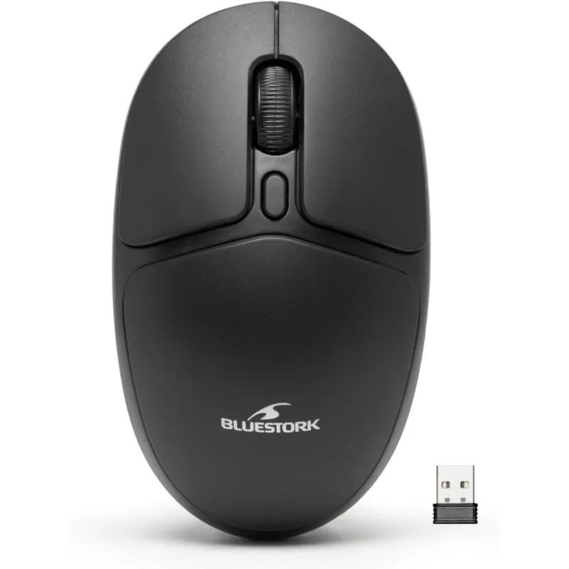 Bluestork Office 25 Ratón Óptico Inalámbrico 1600 DPI Negro M-WL-OFF25