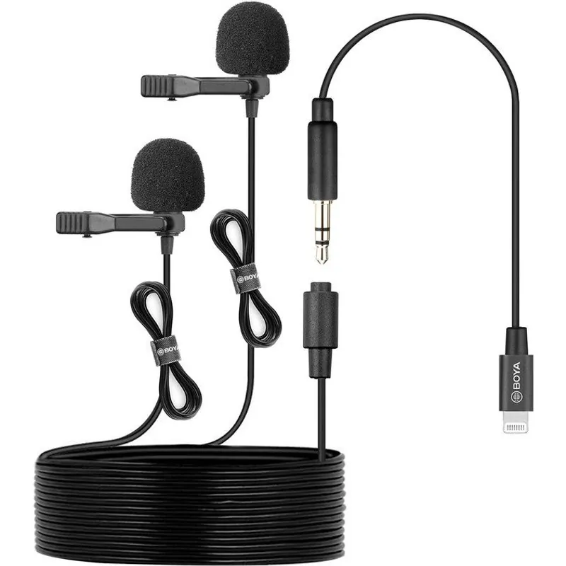 Boya BY-M2D Micrófono Digital Dual De Solapa Lavalier Omnidireccional Lightning iOS BY-M2D