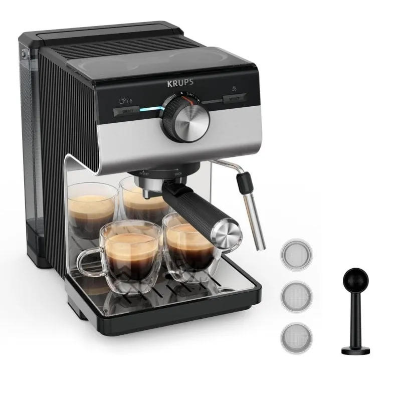 Cafetera Espresso Manual Krups Authentic+ XP384E10 2 L 15 bar con espumador de leche XP384E10