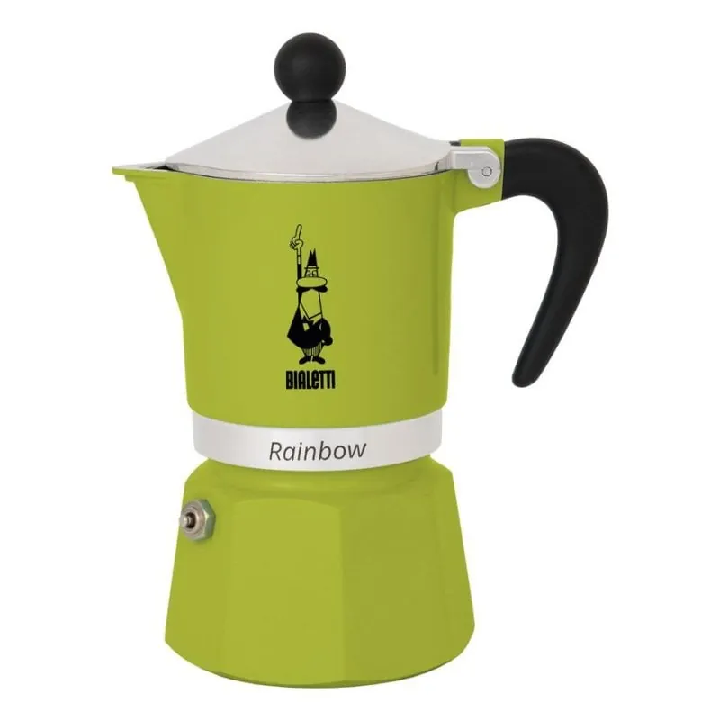 Cafetera Italiana Bialetti Rainbow 3 Tazas Aluminio Negro Verde CE 0004972