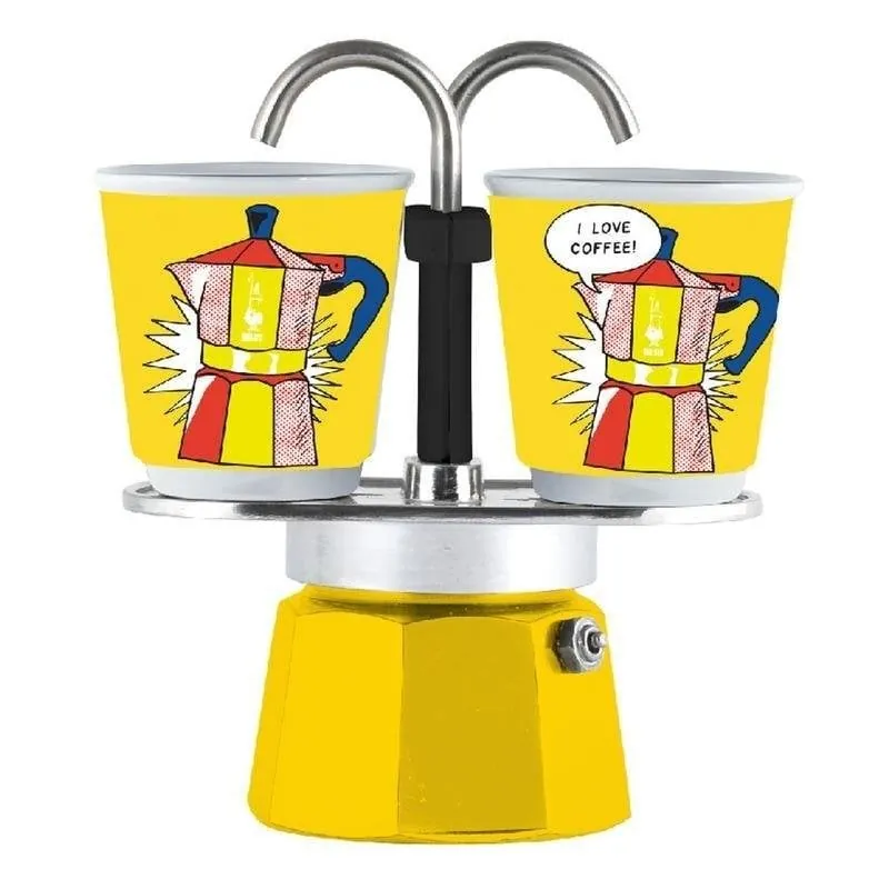 Cafetera Moka Bialetti 0001405 Amarillo 2 tazas diseño compacto 0001405