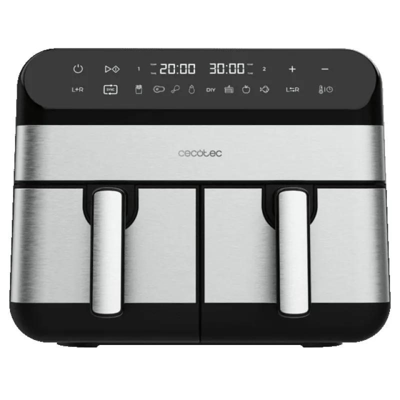 Cecotec Cecofry Advance 9000 Freidora de Aire de 2 Cestas 9L 2800W 8 Programas Negro Inox 03489