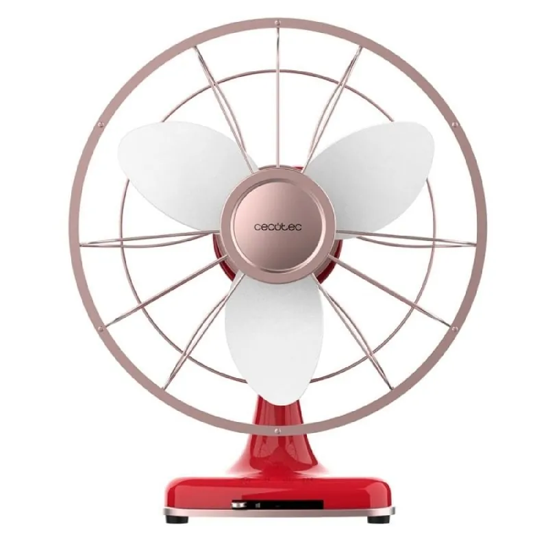Cecotec EnergySilence 1090 Retrodesk Design Ventilador de Sobremesa 40W Rojo 08219