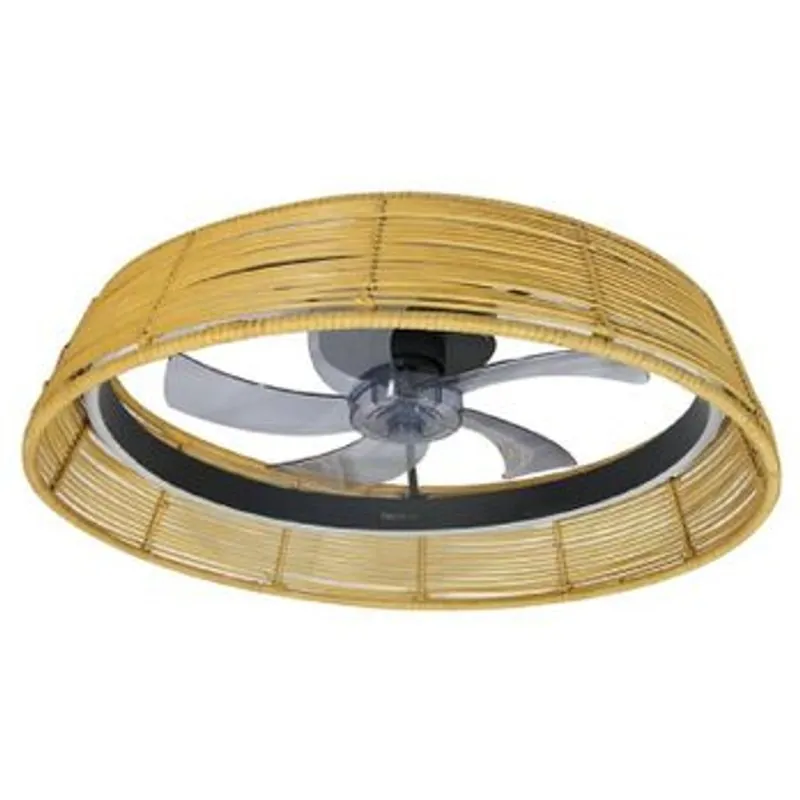 Cecotec Energysilence Lampaero 600 Natural Design Ventilador de Techo con Luz 20W de Mimbre 08629