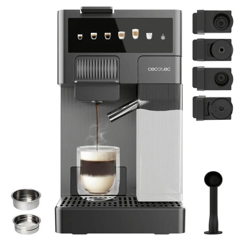Cecotec FreeStyle Latte Cafetera Espresso Tanque De Leche Compacta 4 En 1 Apta Café Molido Gris A01_EU01_100007
