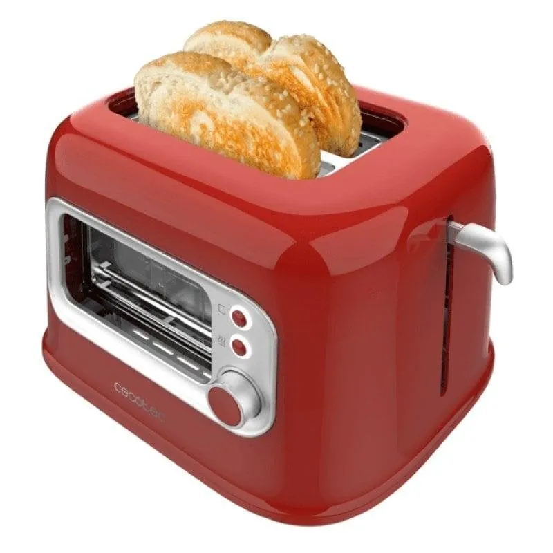 Cecotec RetroVision Red Tostadora con Ventana de Cristal y Diseño Retro 700W 08043