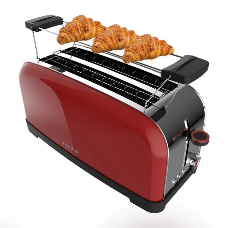 Cecotec Toastin' Time 1500 Red Tostadora 2 Rebanas Largas con Soporte para Panecillos 1500W Rojo 04827