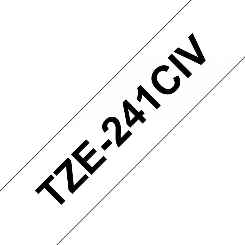 Cinta Laminada Brother TZ 18 mm 8 m Negra sobre Blanco para Etiquetas TZE241CIV