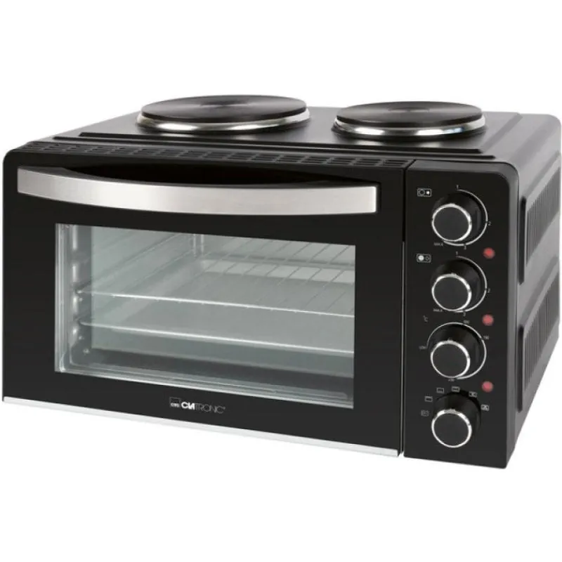 Clatronic KK 3786 Horno de Sobremesa con Hornillo Eléctrico Portátil 28L 3100W Negro 263984