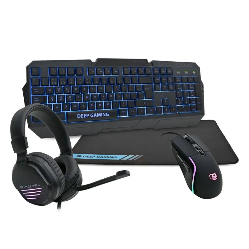 Deep Gaming X-wing 2 Combo Gaming 4 En 1 Auriculares LED + Teclado + Ratón RGB + Alfombrilla DG-KTRAA-15