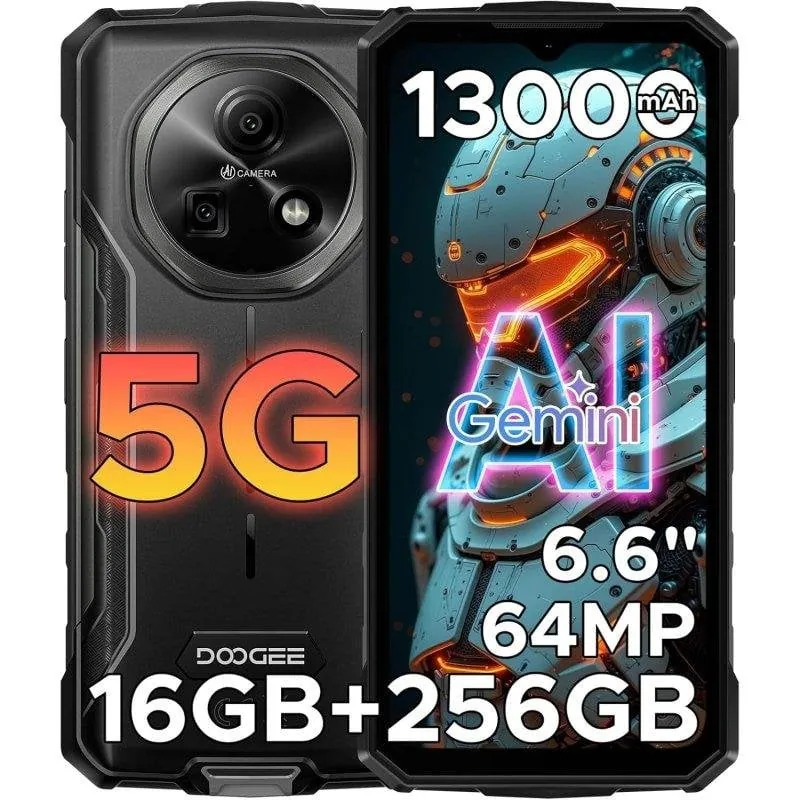 Doogee Fire 7 16GB 256GB 6.6" IPS 90Hz 5G Dual SIM IP69K 13000mAh NFC Android 15 Negro DOOGFIRE7B