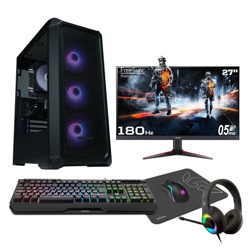 Epical-Q Pack Epic86 Intel Core i7-12700F/32GB/1TB SSD/RTX 4060 + Monitor 27" FHD 180Hz + Combo Gaming EQ-PG-Ei7-V21-1