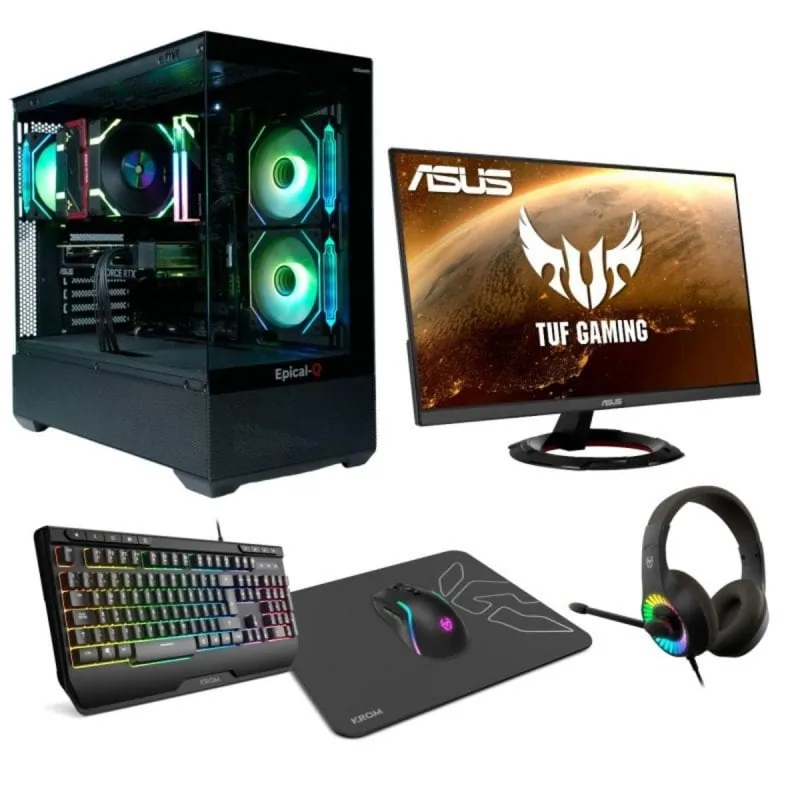 Epical-Q Pack Gaming Epic104 AMD Ryzen 7 5700X 32GB 1TB SSD RTX 5060 Monitor 27" y Periféricos EQ-PG-R7-V19-1