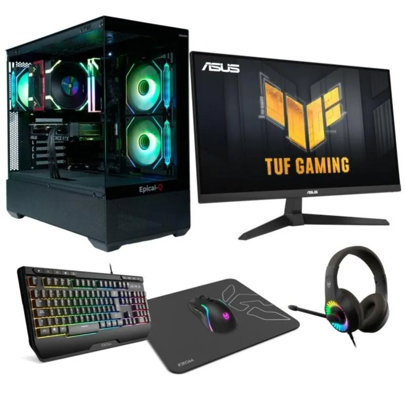 Epical-Q Pack Gaming Epic110 AMD Ryzen 5 7500F 32GB 1TB SSD RTX 5060 Ti Monitor 27" y Periféricos EQ-PG-R5-V29-1