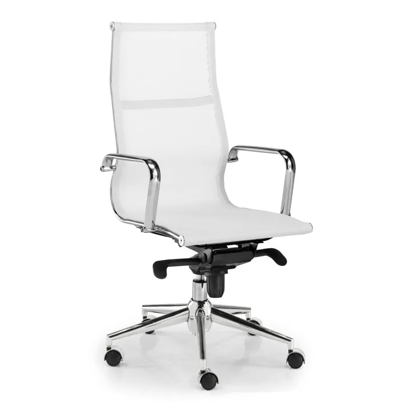 Euromof Berlín Sillón de Oficina con Respaldo Alto Blanco BERLIN AGB