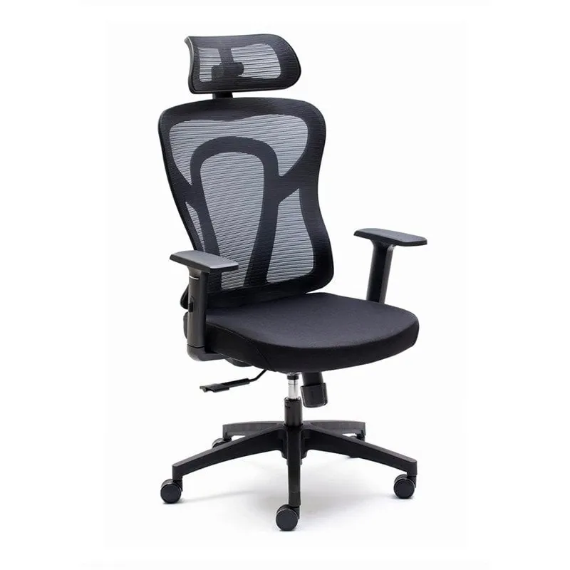 Euromof Cali Silla de Oficina Ergonómica con Cabezal de Malla Negra H2G2-9883