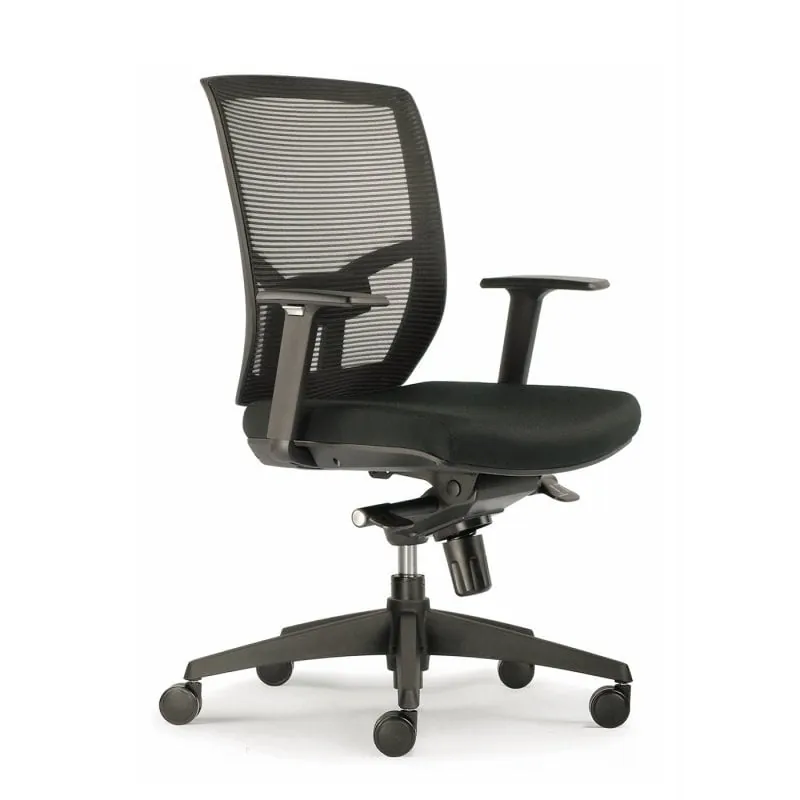 Euromof Chicago Silla de Oficina con Soporte Lumbar y Ruedas Blandas Negra CHICAGO GN
