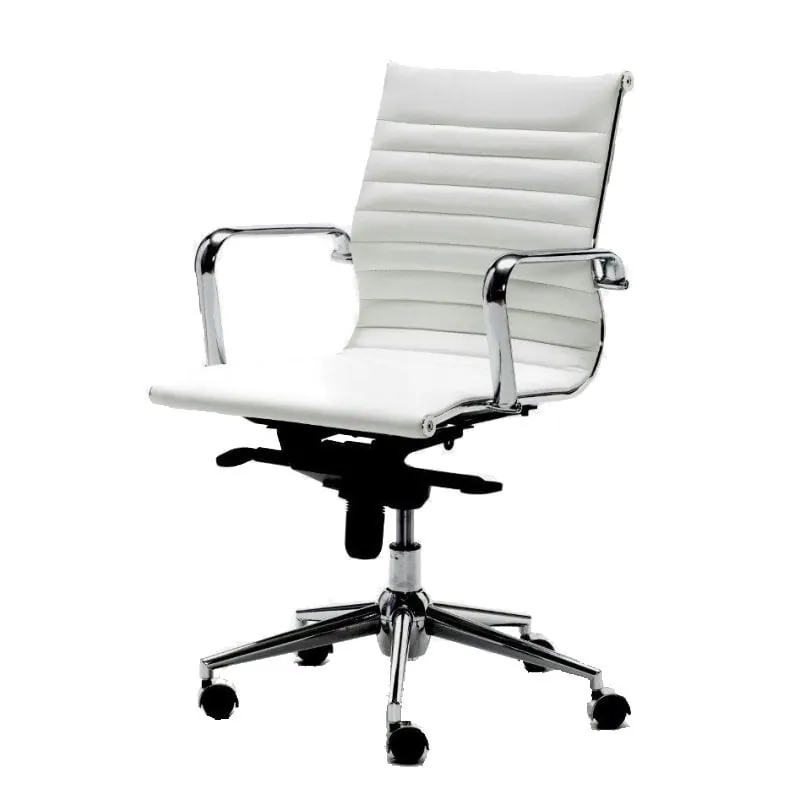 Euromof Londres Sillón de Oficina con Respaldo Bajo Blanco LONDRES BGB
