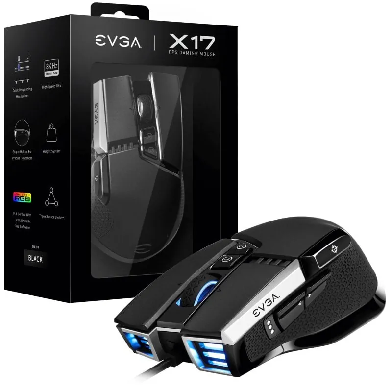 EVGA X17 Ratón Gaming 16000 DPI Negro 903-W1-17BK-K3
