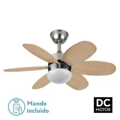 Fabrilamp Alves Ventilador de Techo Moderno con Luz y Motor DC Níquel Claro 175791642