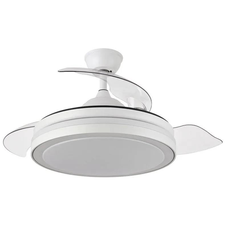 Fabrilamp Esparta Ventilador de Techo con Aspas Retráctiles y Luz LED 72W Blanco 184791401