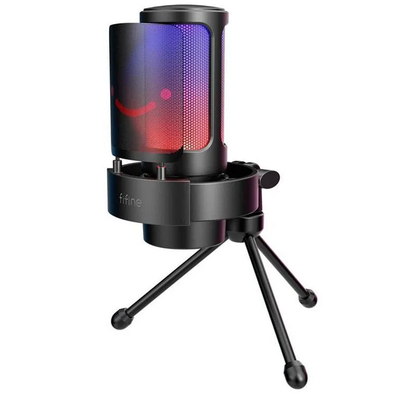 Fifine A8V Micrófono de Condensador para Grabación Profesional RGB USB-C Negro A8V