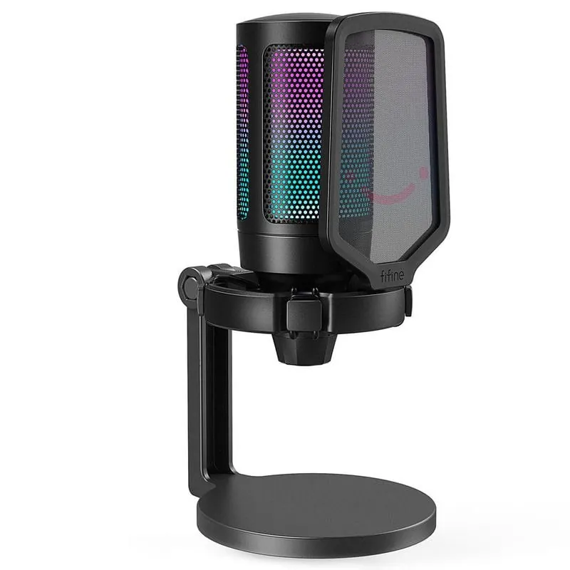 Fifine AmpiGame A6NEO Micrófono de Condensador Cardioide RGB USB-C Negro A6NEO