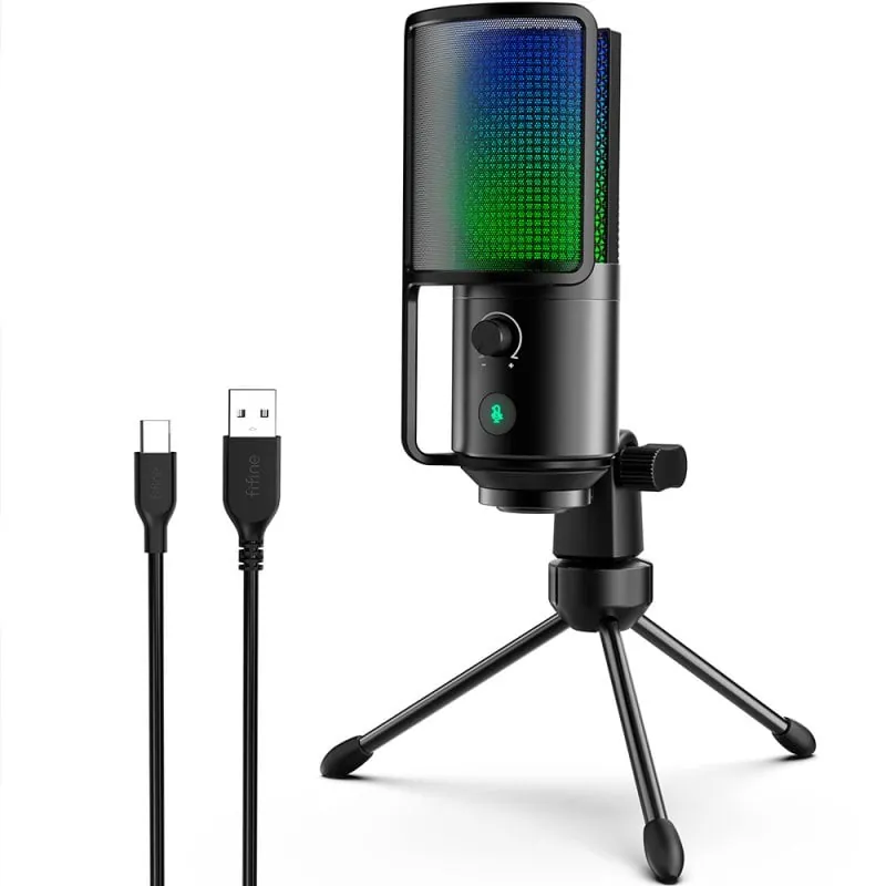 Fifine K669Pro3 Micrófono de Condensador Cardioide para Streaming y Podcasting RGB USB-C Negro K669pro2