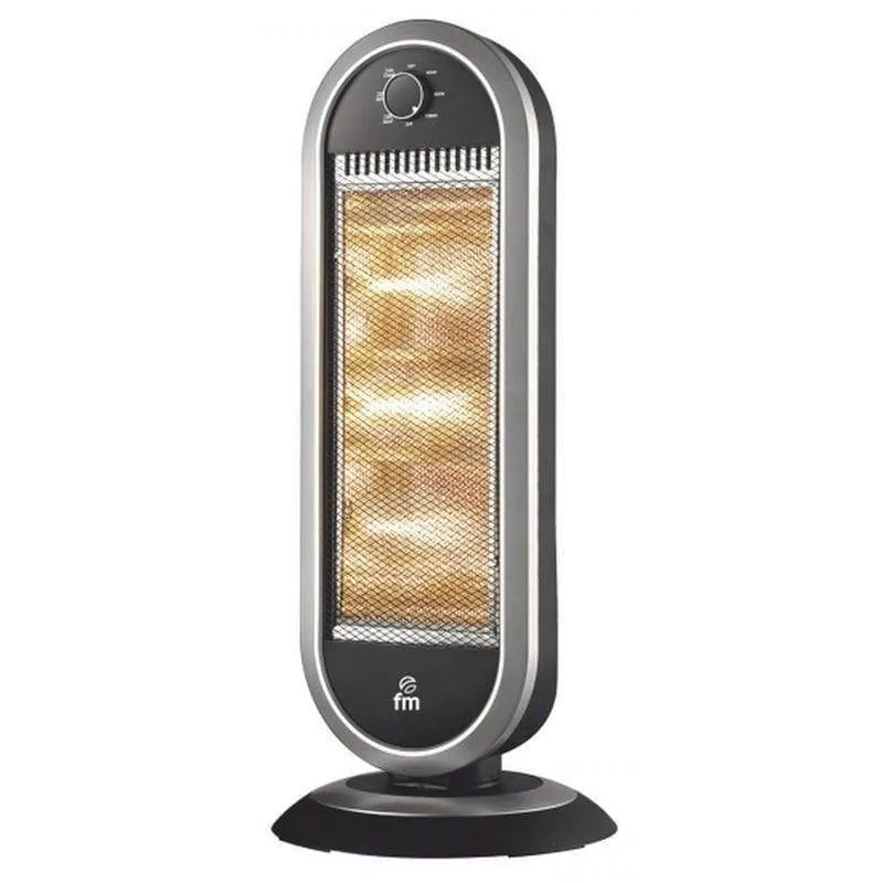 FM Calefacción H-30 Estufa Halógena Oscilante 1200W Negro/Gris FM-H-30