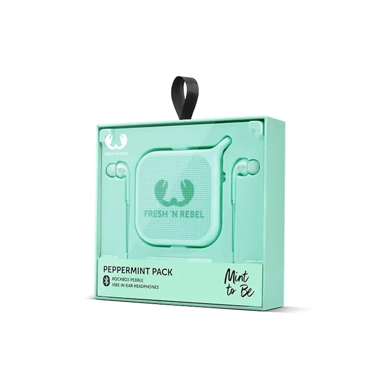 Fresh'n Rebel Gift Pack Pebble Altavoz Inalámbrico + Vibe Auriculares Peppermint FNRGP05