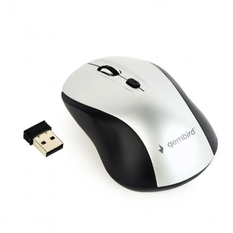 Gembird MUSW-4B-02-BS Ratón Óptico Inalámbrico 1600DPI Negro/Plata MUSW-4B-02-BS