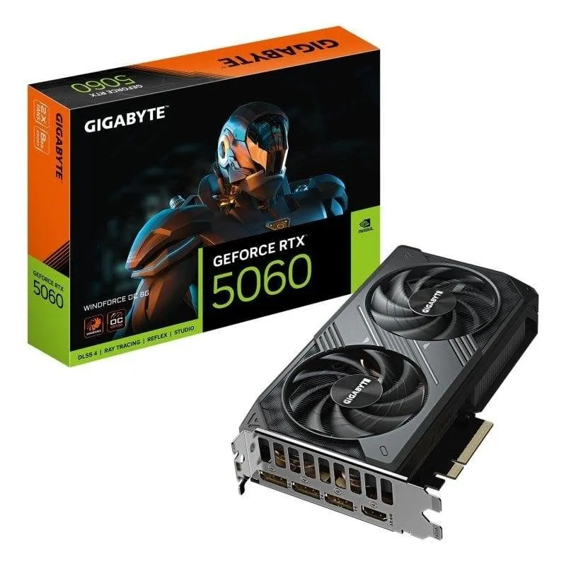 Gigabyte GeForce RTX 5060 WINDFORCE OC 8GB GDDR7 Reflex 2 RTX AI DLSS4 GV-N5060WF2OC-8GD