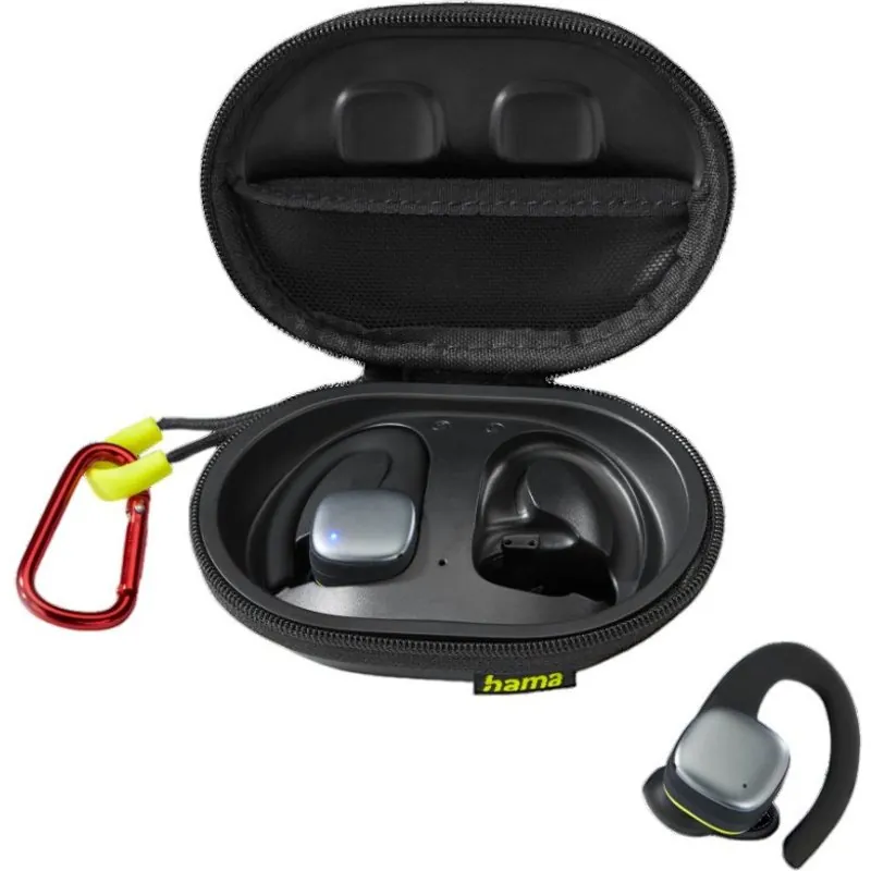 Hama Spirit Athletics Auriculares Deportivos Bluetooth con Estuche de Carga Negro/Amarillo 00184113