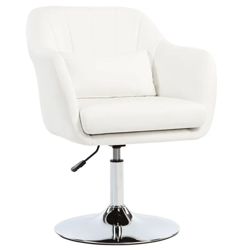 Homcom Butaca De Dormitorio Tapizado En Pu Con Altura Ajustable Blanco 833-757V04WT