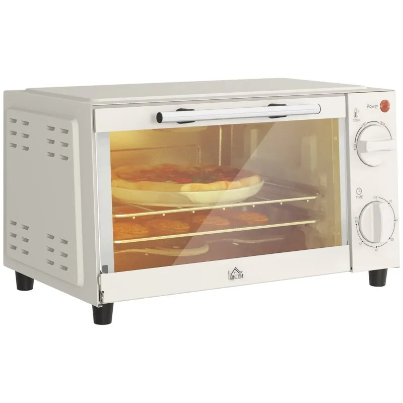 Homcom Mini Horno Eléctrico 9l 50w Con Temperatura Ajustable Temporizador Crema 800-088V90CW