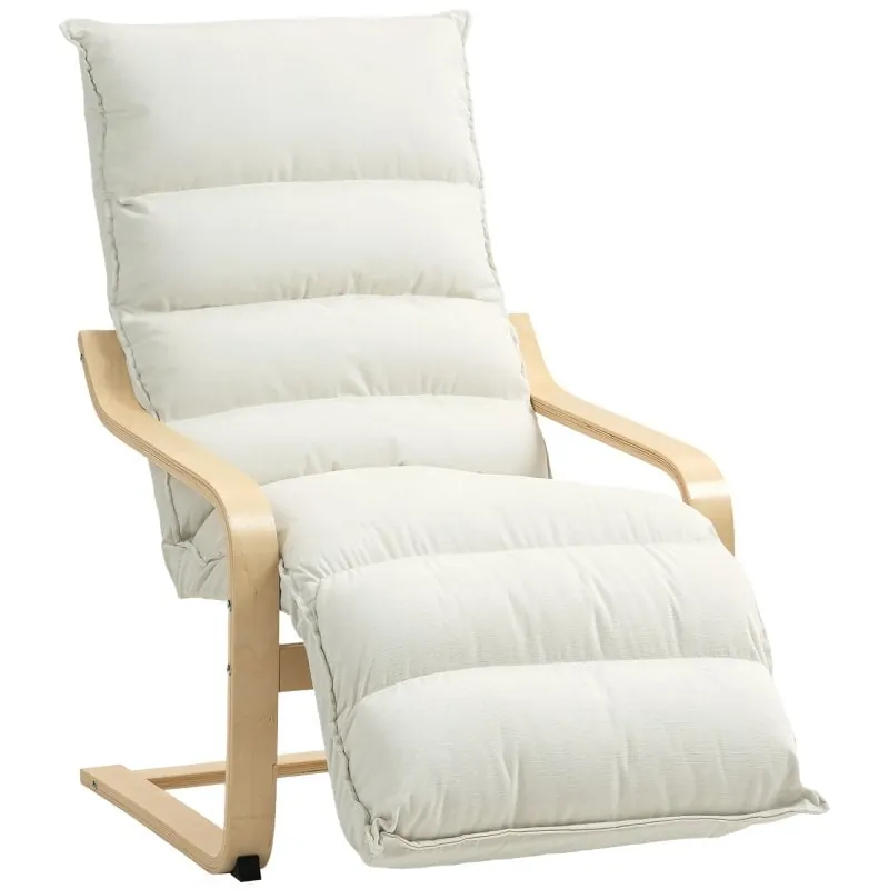Homcom Sillón De Salón Con Reposapiés Ajustable 67x93x105 Cm Crema 83B-278V00CW