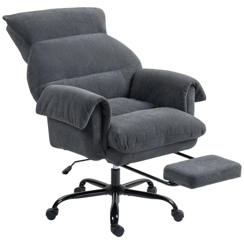 Homcom Silla De Escritorio Con Reposapiés Respaldo Reclinable Y Alto Gris Oscuro 921-877V00CG