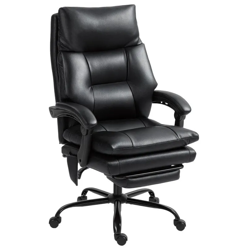 Homcom Silla De Escritorio Con Soporte Lumbar Inflable Respaldo Reclinable Negro 921-882V01BK