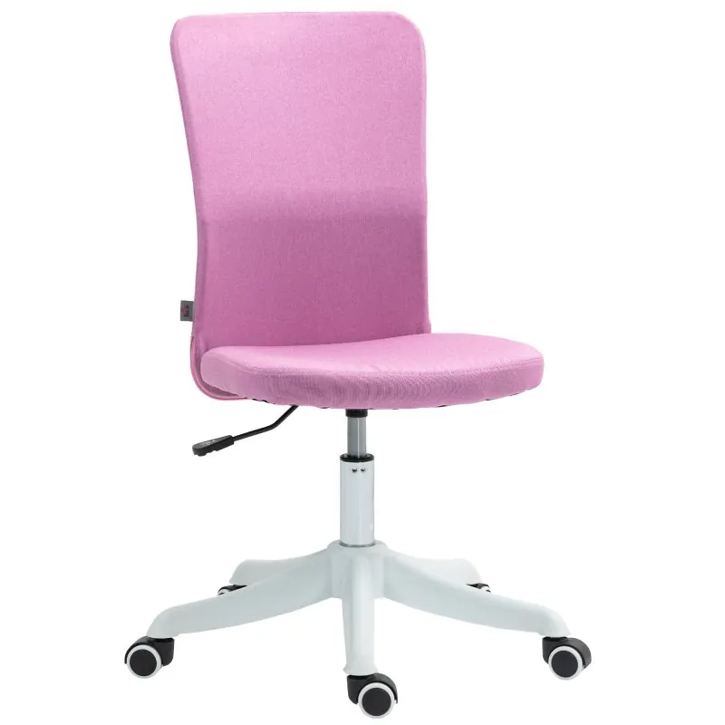 Homcom Silla De Escritorio Sin Brazos Con Altura Ajustable Carga 120 Kg Rosa 921-808V00PK