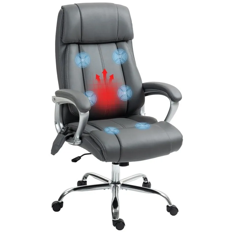 Homcom Silla De Oficina Con Masaje Altura Ajustable Gris Oscuro 921-805V90CG