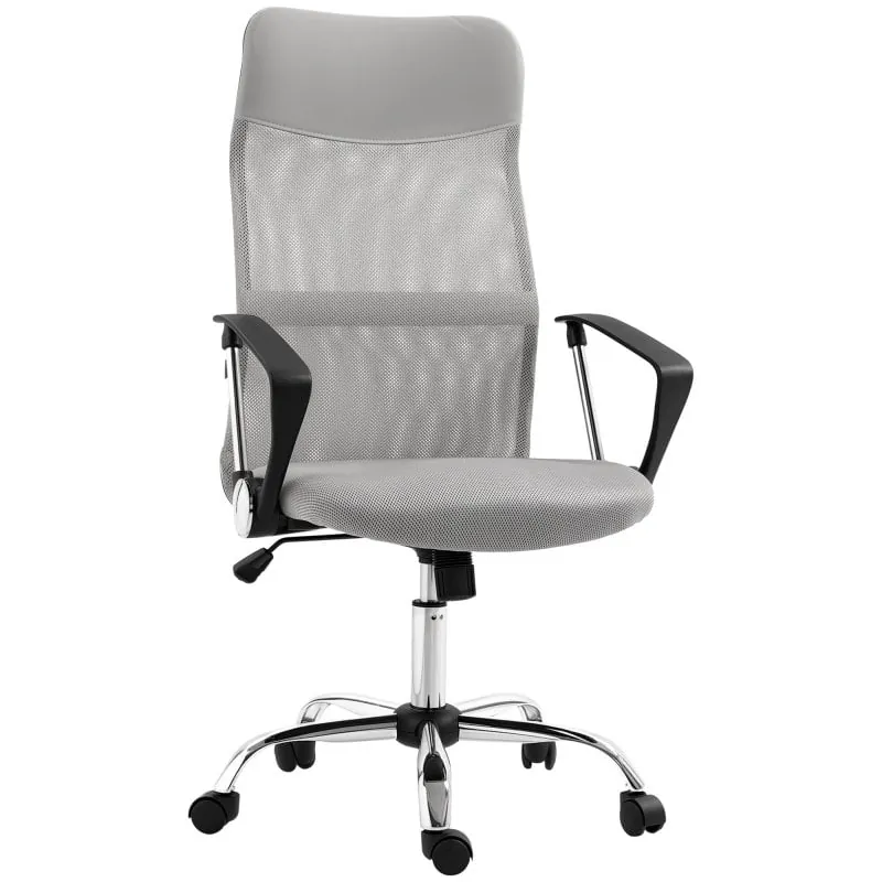Homcom Silla De Oficina De Malla Con Altura Ajustable Carga 120 Kg Gris Claro 921-394V00LG