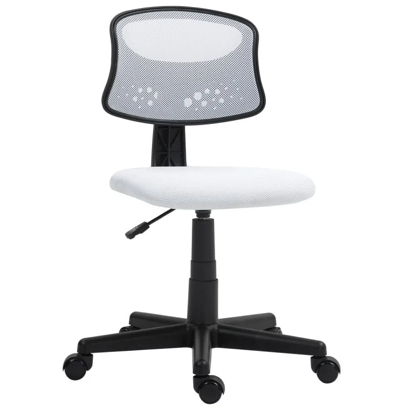 Homcom Silla De Oficina Sin Brazos Con Respaldo De Malla Transpirable Blanco 921-772V00WT