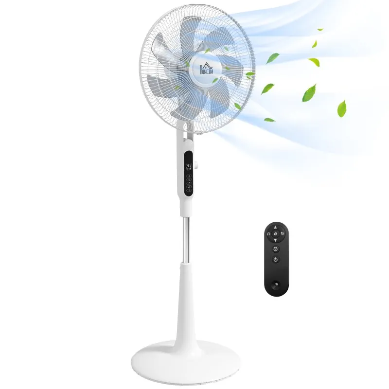 Homcom Ventilador de Pie con Mando a Distancia 40 W Con 7 Aspas Blanco 824-084V90WT