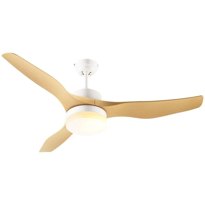 Homcom Ventilador de Techo con Luz y Mando 20.5W 132cm 3 Aspas Madera/Blanco B31-392V00ND