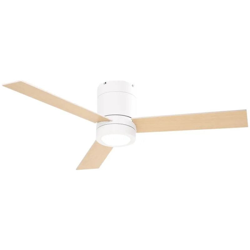 Homcom Ventilador de Techo con Luz y Mando 48W 112cm 3 Aspas Blanco/Madera B31-390V00WT