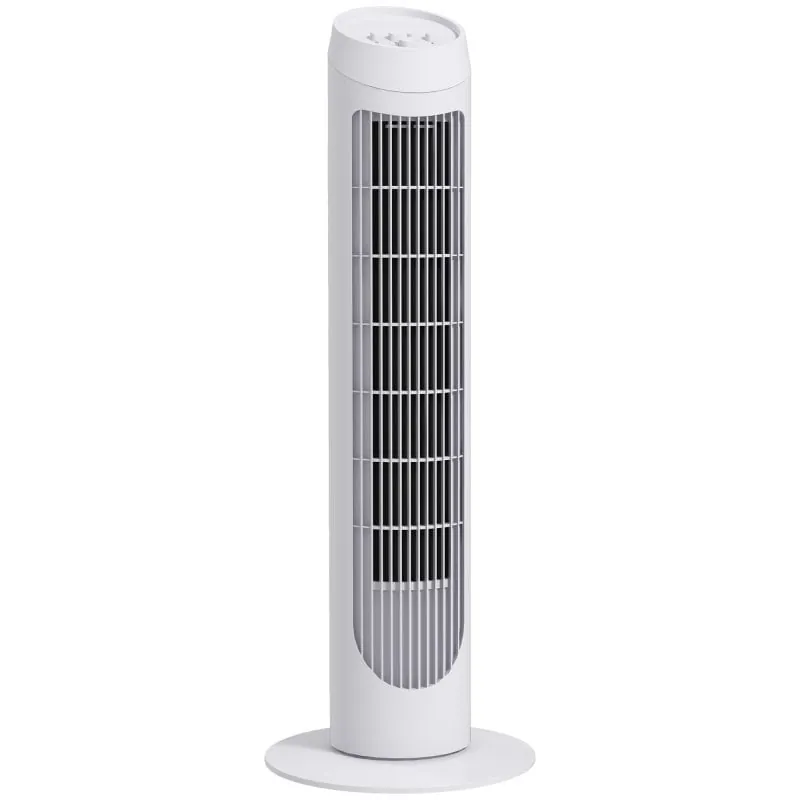Homcom Ventilador de Torre 45W con 3 Velocidades Oscilación 70° Ø27x75cm Blanco 824-001V90WT