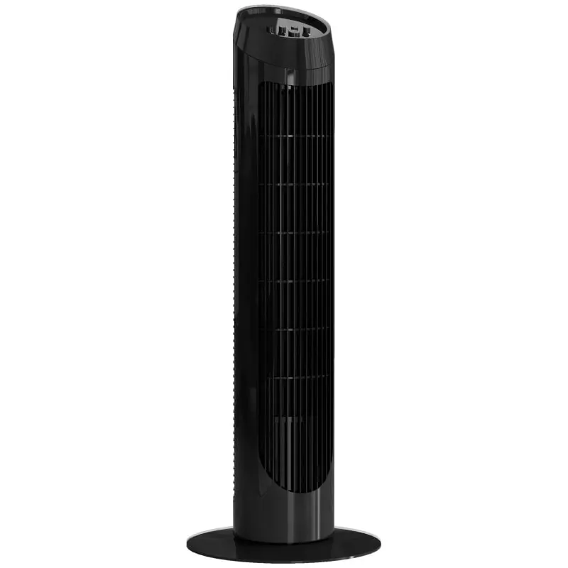 Homcom Ventilador de Torre 45W con 3 Velocidades Oscilación 70° 27x75cm Negro 824-001V90BK